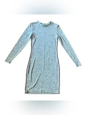 dip Grey Long Sleeve Bodycon Dress with Side Stripes